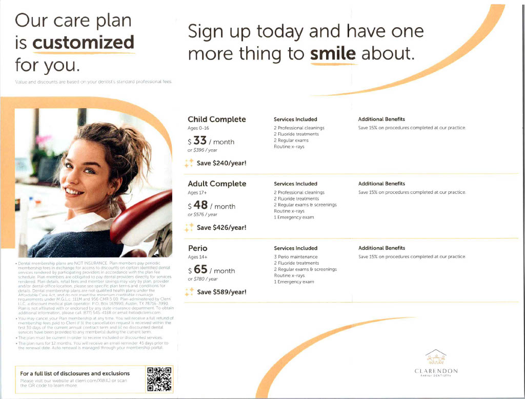 Arlington dental membership plan details
