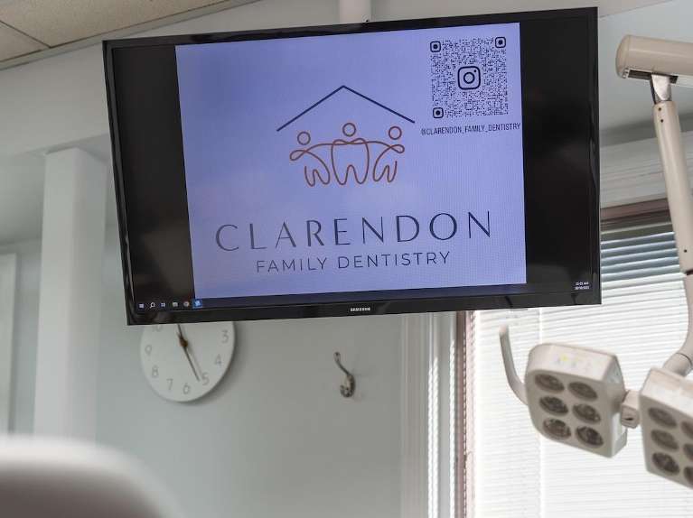 TV in a treatment room at Clarendon Family Dentistry in Arlington VA
